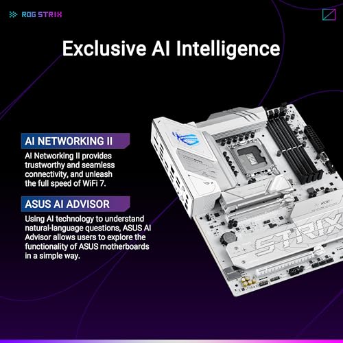 ASUS ROG Strix B860-A Gaming WiFi, Carte mère ATX, prête pour PC avec IA avancée, 14 + 1 + 2 + 1 Niveaux de Puissance, DDR5, PCIe 5.0, Quatre emplacements M.2, WiFi 7, AI Networking II, Aura Sync RGB