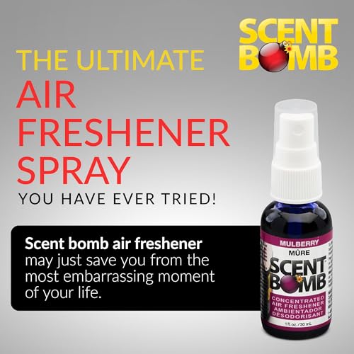Image of Scent Bomb Air Freshener Spray, Long-Lasting Odor Eliminator - Effective Deodorizer for Home & Car, Fresh Room Spray for Kitchen, Bathroom & Smell Neutralizer - 1 oz Pack of 4, Mulberry Scent