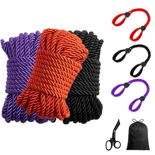 3 Pcs Rope Art Silk Rope Kit Japanese Ropes Set with 3 Soft Cord & 3 Adjustable Soft Bracelets Silk Rope Set for Knot Tying Practice (All 3pcs)