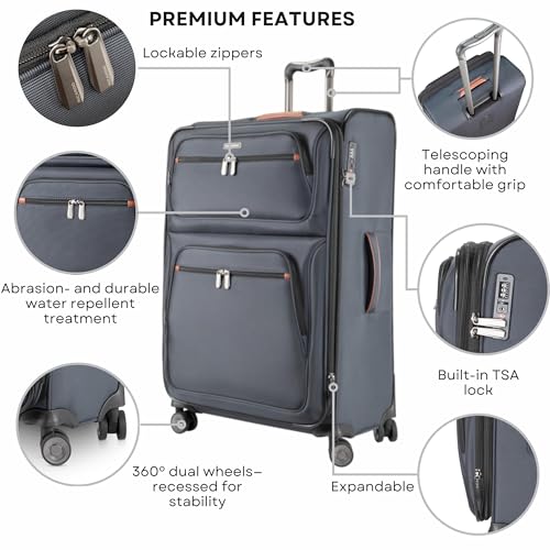 Image of Ricardo Beverly Hills Montecito 3.0 Softside Luggage Collection Expandable Suitcases with Wheels and TSA Lock, 29 inch Large Check-In (Graphite, 29-inch Large Check-in)