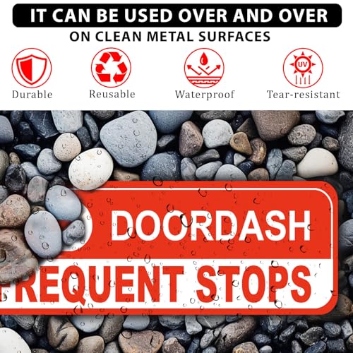 Image of NIMONA Delivery Driver Magnets for Car - 2-Pack Caution Frequent Stops Removable Set - Reflective Delivery Magnetic Car Door and Bumper Sign - Weather-Resistant 11.8 x 4 inch (Red-White 2 pack)
