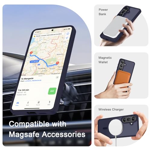 Image of for Samsung Galaxy S26+ Plus Case, Matte Magnetic Phone Cover, Deep Purple | Fit for MagSafe, Screen Protector included, Shockproof Military Grade Protection, Translucent Frosted Back