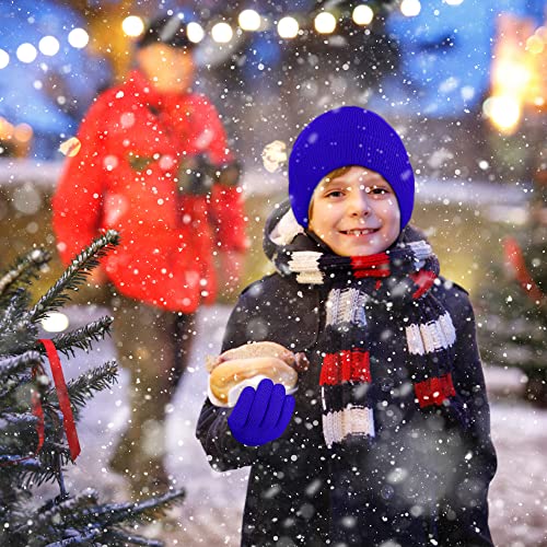 Image of Cooraby 6 Pack Kid's Winter Beanies Hat Full Fingers Gloves Set Skull Winter Caps Stretchy Gloves for Boys Girls
