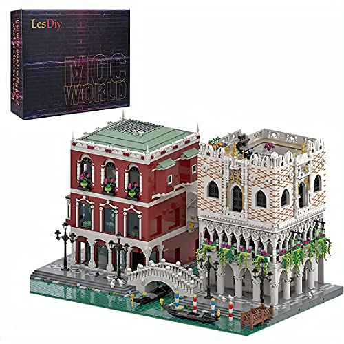 TYPIS Bausteine Haus, Architektur Modell, Modulares, MOC-84806 Straßenszene in Venedig Modellbausatz mit Lego, 10262…