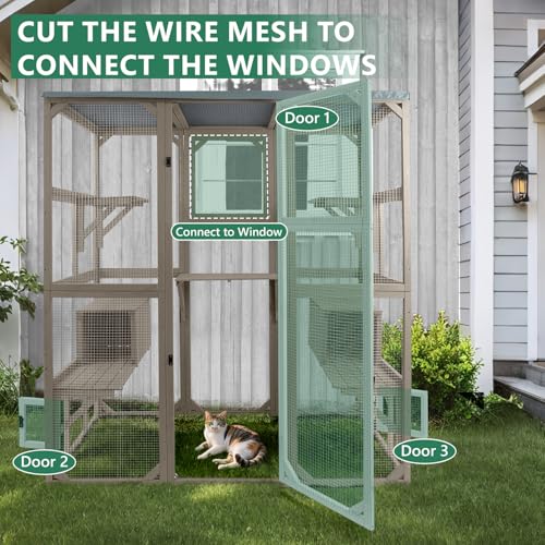 Image of Outdoor Cat Enclosure, Walk-in Catio with Window Access