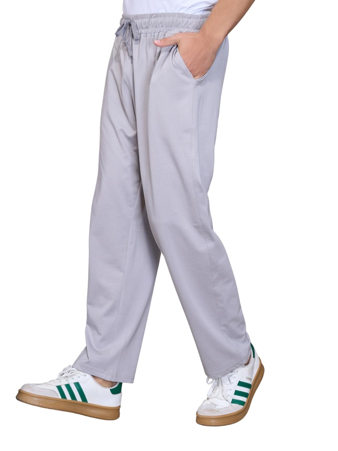 Men Midrise Straight Fit Cotton Pajamas, Lowers, Night Pant, Joggers, Sports Trousers, Gym n Lounge Wear Wide Leg Track Pant for Boys_Grey_XXL-image-2