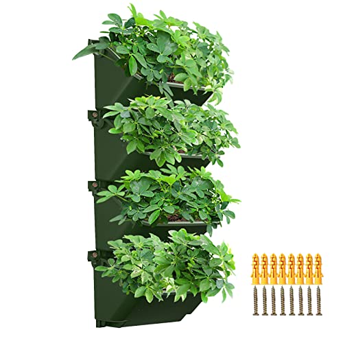 CEIEVER Wall Planting Pot, Hanging Planter Bags 4Pcs Self Watering Vertical Pocket Garden Wall Easy Installation Planter Outdoor Hanging Vertical Living Green Wall for Indoor/Outdoor/Balcony