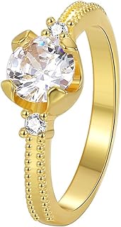 Anillos Mujer de Alianzas Oro Amarillo 9K/14K/18 Kilates,Redondo con Moissanita Anillos de Oro Amarillo Alianzas Mujer