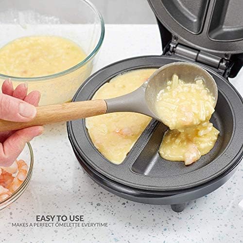 Andrew James Omelette Maker Machine, Double Electric Omelette Maker, Fluffy Omlettes, Little to No Oil, Deep Non-Stick Pan, Dual Plate, Chrome Lid, Cool Touch Handle, Non-Slip Feet, Cord Storage