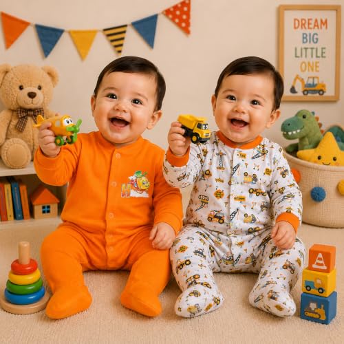 Image of EIO 100% Cotton Rompers Sleepsuits Jumpsuit Night Suits for Infants Newborn Baby Boys & Girls