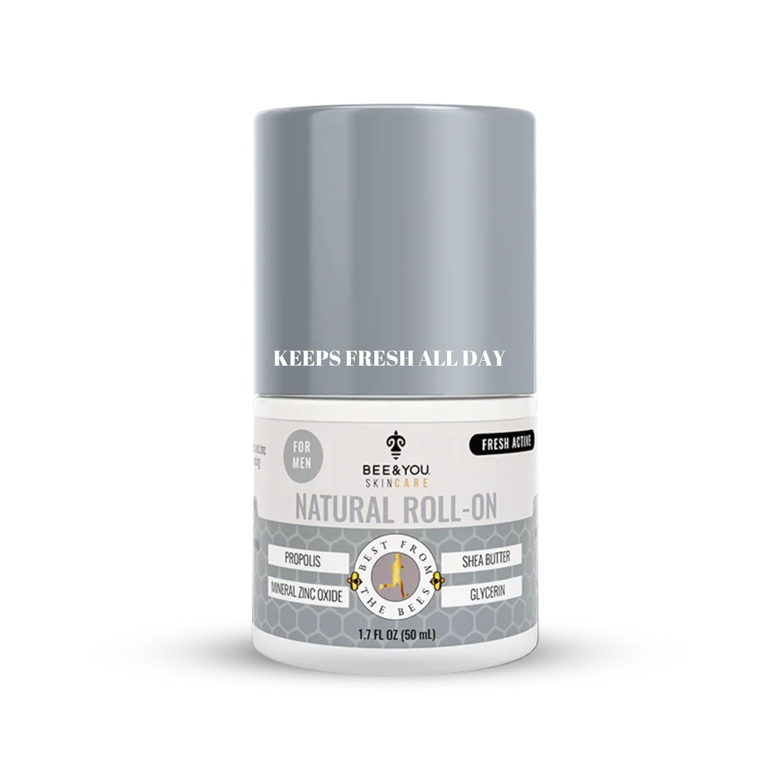 Bee & YOU naturalny dezodorant w kulce, dla mężczyzn, z propolisem, masłem shea i cynkiem mineralnym, świeży zapach