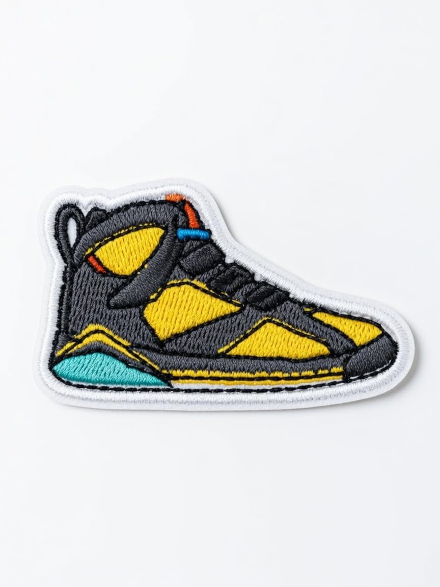 6 PCS Sneakers Embroidered Iron-On Patches Set, for Jackets, Hats & Bags