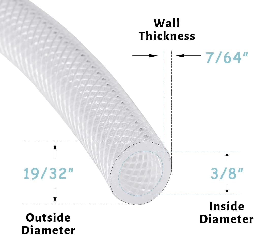 DAVCO Heavy Duty Braided Clear Plastic Vinyl Tubing, Flexible High Pressure Reinforced PVC Vinyl Tube Hose, Non-toxic, BPA Free