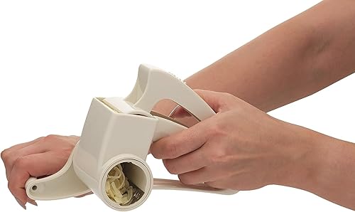 Miniatura 5 de Rallador de queso giratorio de mano con 3 cuchillas intercambiables, rallador de queso manual para rallar queso duro nueces de chocolate