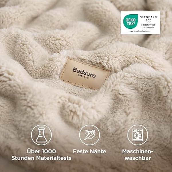 BEDSURE Уютное пуховое одеяло — бежевое, 220 x 240 см | Одеяло для дивана, толстое флисовое одеяло, накидка для украшения комнаты, мягкое и дышащее шерстяное одеяло, подарок для женщин