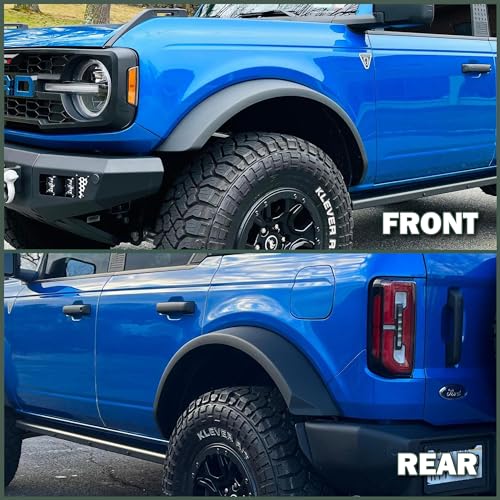 Image of Sasquatch Package Fender Flare Kit for 2021-2026 Ford Bronco 2 /4 Door Exclude Sport & Raptor, 5.3 inch Wide Wheel Eyebrow Protector, Replace OE M-9164-BFK M2DZ-16268-AA, Front & Rear, Black, 4pcs