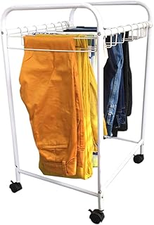 Serving Cart Trolley YXX metalowe spodnie/dżinsy/spodnie, kółko na kółkach z hamulcami, mały stojak na spodnie do szafy, sypialnia do domu i pokój w akademiku, biały (rozmiar: 24 wieszaki)
