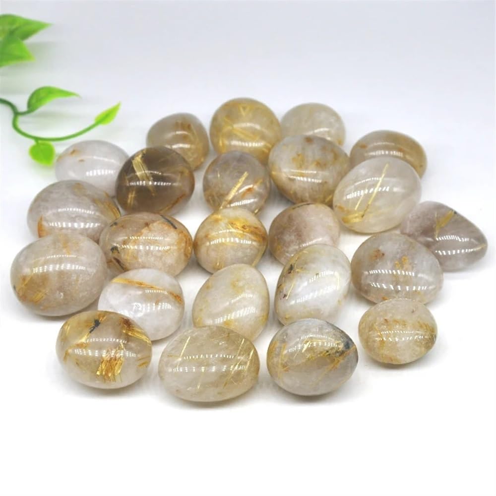 AtkitS Natural Gold Rutile Quartz Gravel Replica Size Irregular Tumbled Stone Healing Crystal Agate Mineral Aquarium Home Decor (Size : 500g)