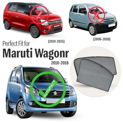 Image of Autofact Car Sunshades for Maruti Wagonr (2010 to 2018), UV Protection, Useful Car Accessories, Custom fit Sun Shades for Side Windows, Set of 4
