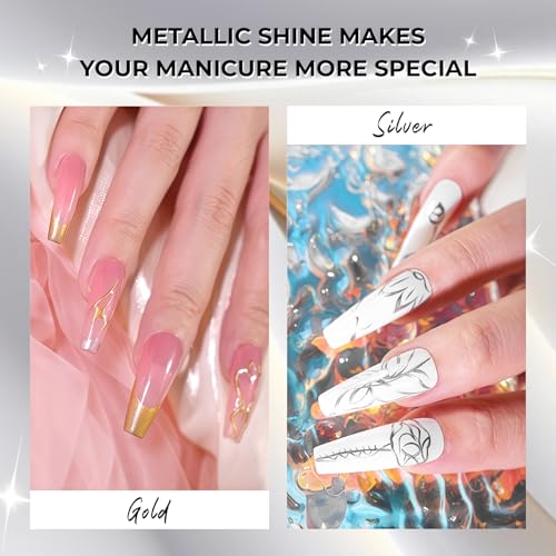 Esmaltes metálicos para uñas plata y oro 2 piezas 6ml miniatura 2