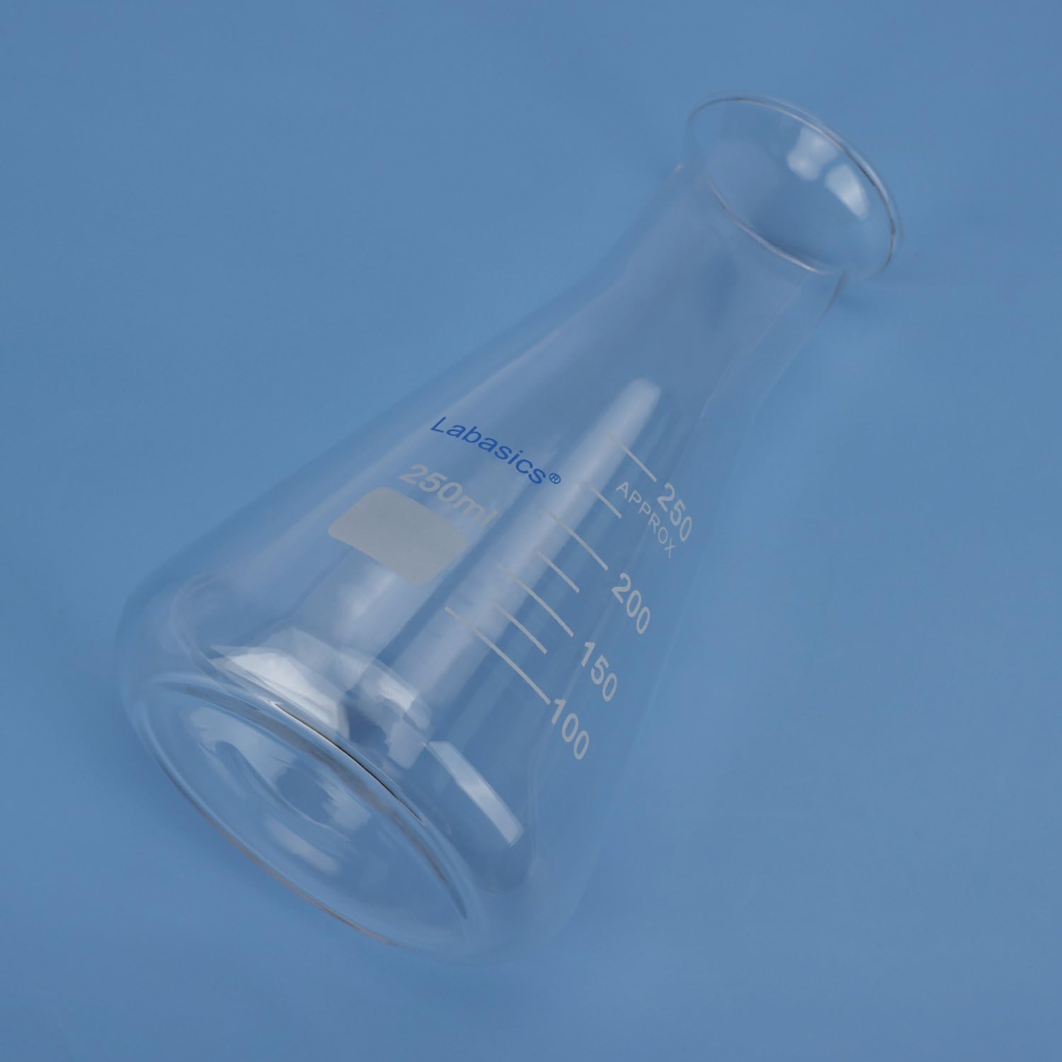 Labasics Vidrio Boca Ancha Erlenmeyer Matraz, Borosilicato, 250 ml