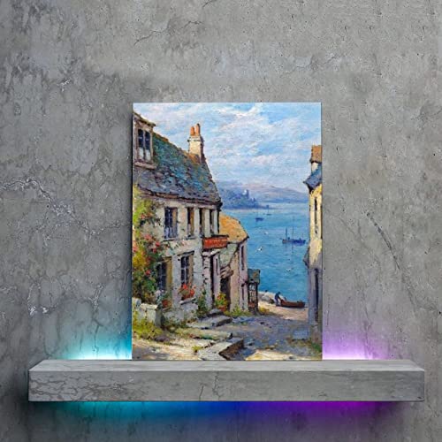 Coastal Wall Art Mediterranean Cityscape Art Modern Travel Art Landscape Painting Canvas Painting Wall Art Poster For Bedroom Living Room Decor 24X32Inch(60X80Cm) Frame-Style #TOP4