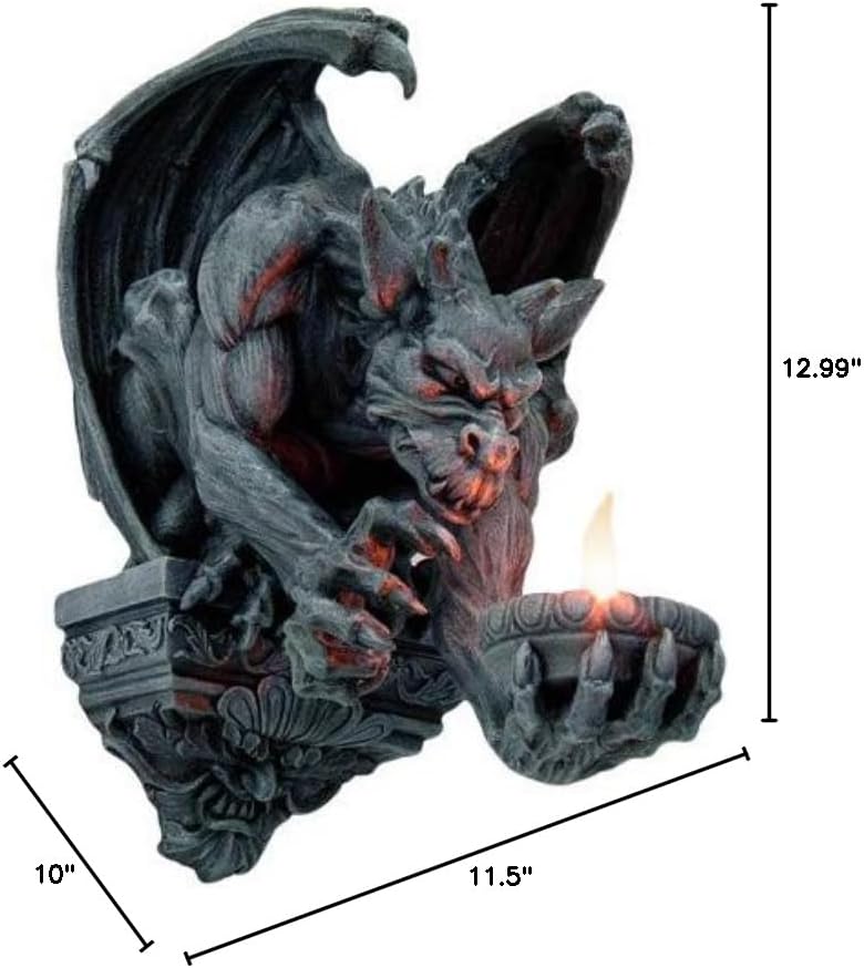 Pacific Giftware Menacing Winged Gargoyle Candle Holder Wall Sconce Sculpture Wall Decor 12.5 Inches
