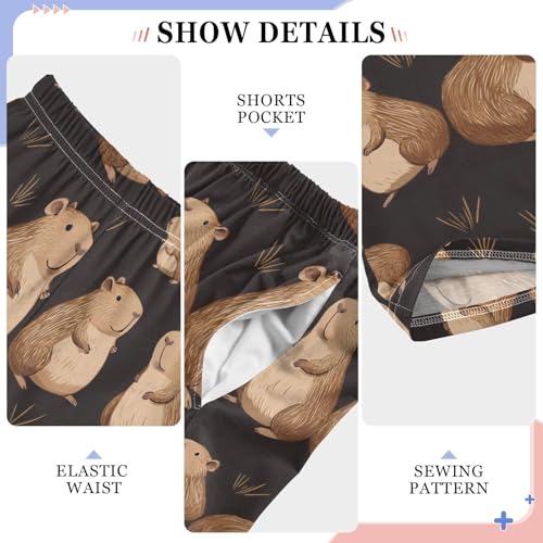 Boys' Pants Brown Capybaras Black Long Bottoms Jogger Pants Elastic Waist Trousers with Pockets S-XL4