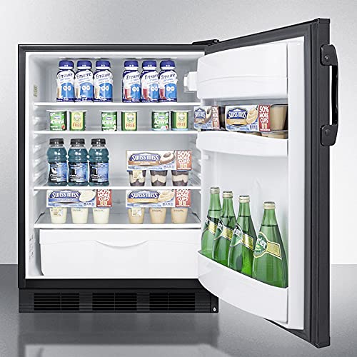 Summit 24" Refrigerator, Peak24, Built-In Fridge, Undercounter, 5.5 cu.ft. Capacity, Black - FF6BKBI7ADA on Fridge.com