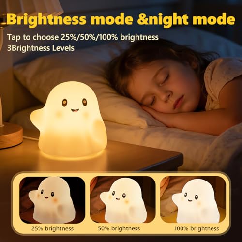 Lámpara de mesa infantil Ghost de silicona recargable RGB miniatura 3