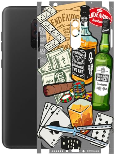 Image of AtOdds - Full Body Back Screen Guard Protector Film - Lamination Wrap Skin Sticker Compatible with Poco F1 | Scratchproof Matte Finish (Wine Graffiti)
