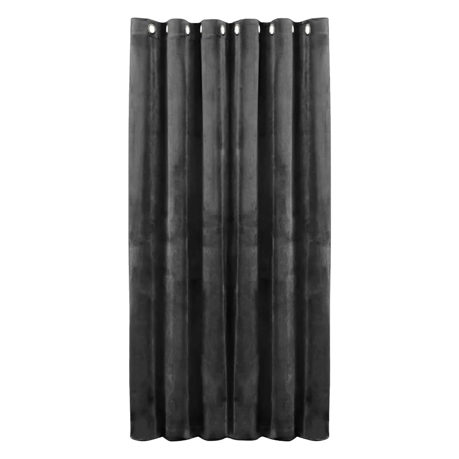 Hafaa Grey Blackout Curtain for Bedroom – 66 x 84 Crushed Velvet Curtain for Living Room – 1 Panel Eyelet Curtain with Matching Tie Back (168cm x 213cm)