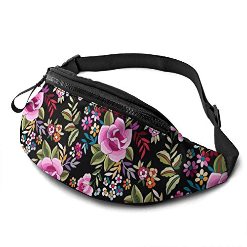 XCNGG Bolso de Cintura Corriente Bolso de Cintura de Ocio Bolso de Cintura Bolso de Cintura de Moda Casual Waist Bag Colorful Floral Roses For Men Women Running Travel Fashionable Fanny Pack