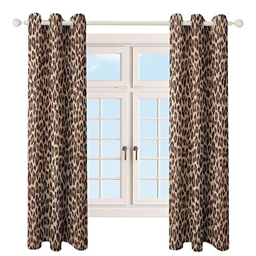 Leopard Spotted Print Printed Blackout Curtains Set Of 2 Panels Grommet Window Drapes For Bedroom Living Room Decorative #TOP3