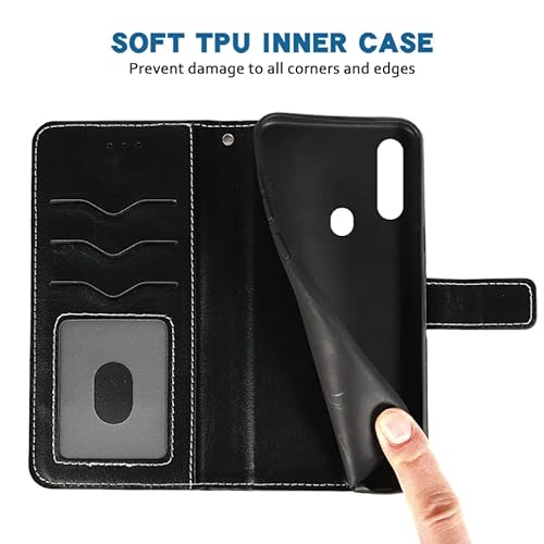 Fdcwtsh Compatible With Oppo A31/A8 Wallet Case Wrist Strap Lanyard And Leather Flip Card Holder Stand Cell Accessories Mobile Folio Purse Slot Credit Phone Cover For Oppo A 31 Women Men Black #TOP4