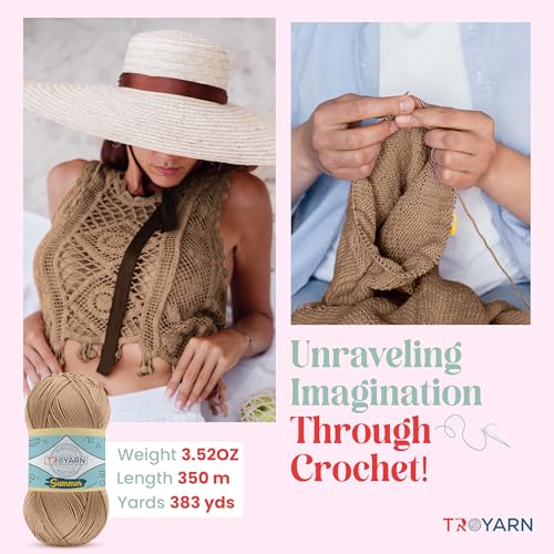 Image of Yarn for Crocheting & Knitting - 2 Skeins (2x383 Yds) (105369 - Cookie) - 100% Microfiber Acrylic for Craft Projects