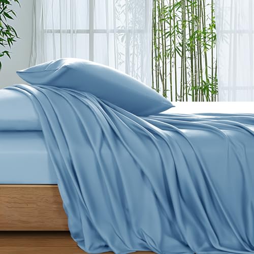 SONORO KATE 100% Viscose Derived from Bamboo_Sheets King Size, Ultra Breathable & Cooling Bed Sheets for Hot Sleepers, Hotel Luxury Silky Bedding Sheets, 16" Deep Pocket - 4PC (Teal Blue,King)