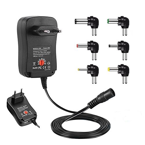 ICT Alimentatore Caricatore 220V Multiuso 30W da 3V A 12V Regolabile 6 Plug con Porta USB
