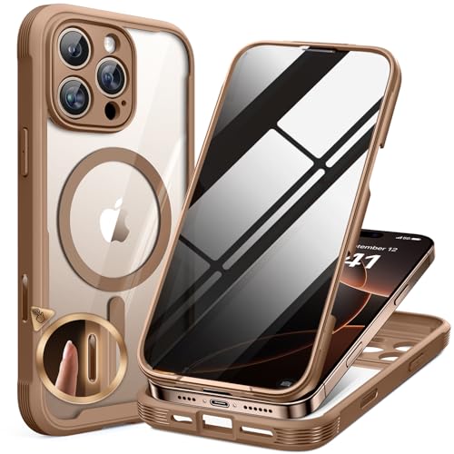 Image of miracase Privacy for iPhone 16 Pro Max Case, 25 Anti-Spy, Desert Brown | Built-in Privacy Screen Protector, Compatible with MagSafe, Full Camera Protection, 360 Full Body Shockproof Phone Case 6.9 inch