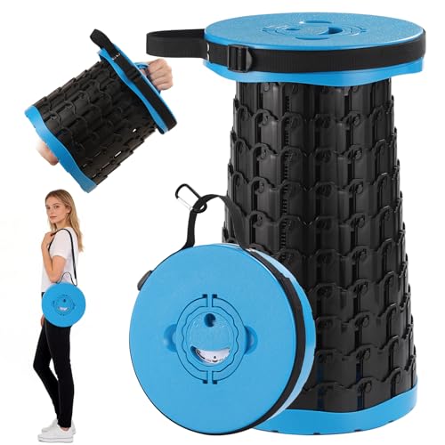 Image of 18-in Collapsible Stool,Portable Telescoping Seat for Adults,880lb Capacity | 2.6lb Lightweight but Sturdy, Pop Up Retractable Design with Adjustable Height for Camping, Fishing, Festivals, BBQ, Travel
