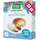 Brioche Vegane Farcite con Crema al Cocco e Cioccolato, Senza Lattosio, Latte e Uova, Merendine Artigianali Plant Based con Lievito Madre, 45 gr x 24 pz. (6 Confezioni) - Italian Green Bakery
