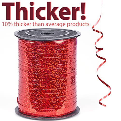 Image of PartyWoo Red Ribbon, 500 Yard, Red Curling String Balloon Thin Gift Ribbon for Gift Wrapping Balloons Presents Floral Graduation Christmas Birthday Wedding Party Decorations (1 Roll)