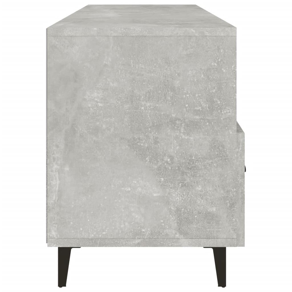 Nowoczesna szafka pod telewizor, betonowa szara, 102 x 35 x 50 cm, materiał drewnopochodny, z szufladami i półkami, do salonu, centrum rozrywki, stabilna konsola medialna