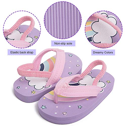 Image of Boys Girls Strap Flip Flops Sandals Cute Cartoon Unicorn Shark Toddler Flip Flop Kids Pool Beach Flat Slide Summer Water Shoes