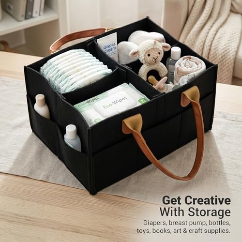Image of BAYBEE Tidy Stylish & Modern Diaper Bag for Mothers for Travel | Large Capacity Storage Diaper Bag | Strong & Sturdy Baby Organizer Storage | Portable Diapers Caddy Organizer (Black)