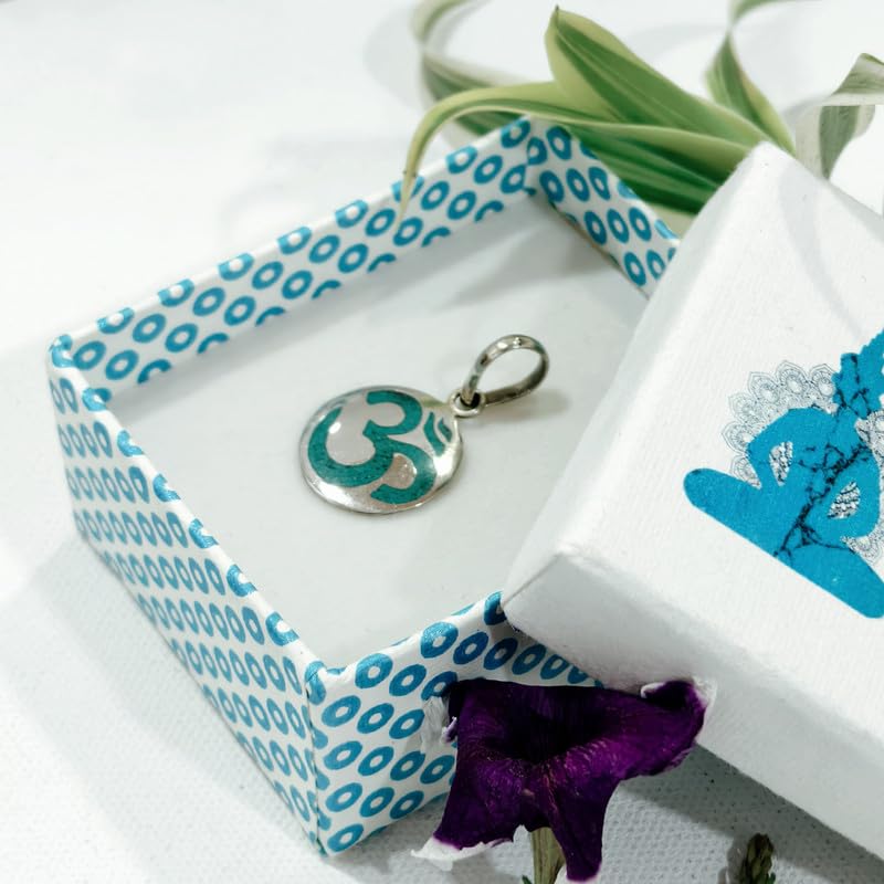 Pendenti Om Pietra Preziosa Naturale Inlay Argento Sterling Placcato 925 Gioielli bohémien spiritualei Pace Armonia Fatti A Mano per Donne Euomini