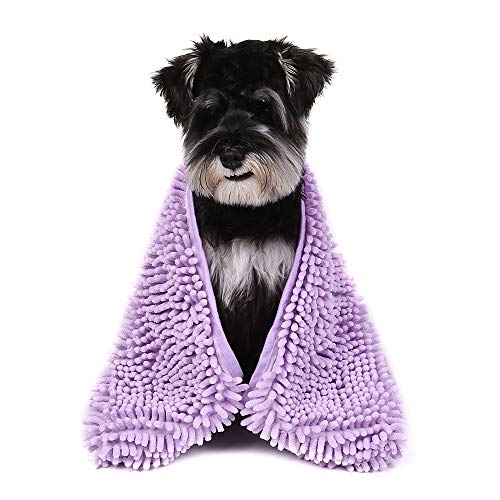 最安値 Ablepet犬猫ペットバスタオル超吸収性速乾性シェニールタオル 三角形のハンドポケット付き 洗濯機で洗えます 紫の L の価格比較