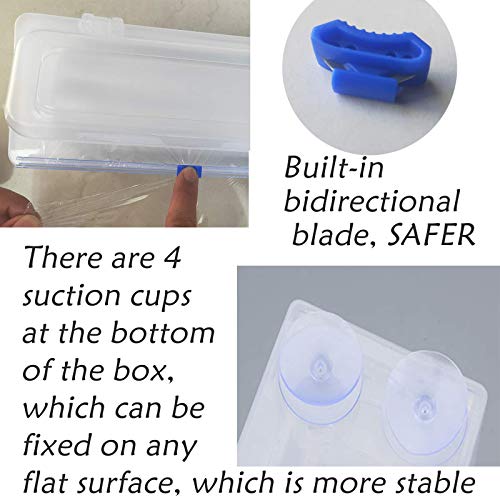 Plastic Cling Wrap Refillable Plastic Wrap Dispenser with Slider Cutter Food Wrap Stretch Clear Cling Wrap 12 inch×650 Ft (Cutting Box + Cling Film)