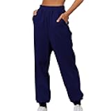 Generic Womens Sweatpants 2024 Fall High Waisted Baggy Jogger Pants Trendy Lounge Trousers with Pockets Comfy Yoga Clothes