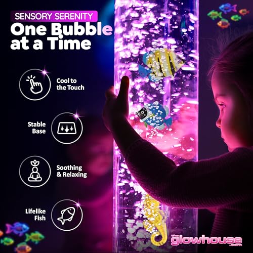 100cm Colour Changing Sensory Bubble Lamp with Plastic Fish